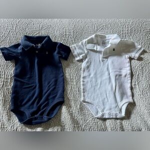 Lot of Two OshKosh Polo Onesies — Navy Blue & White